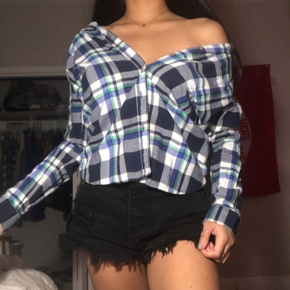 🟢3 for $22| blue plaid long sleeve